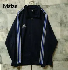 adidas Msize トラックジャケット 刺繍ロゴ 三本ライン ネイビー