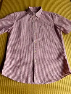 (未使用品)ユニクロ半袖シャツ 赤白ストライプ サイズM