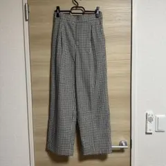 【美品】グローバルワーク チェック ワイドパンツ 黒 白 モノトーン Mサイズ