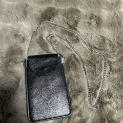 【美品】ZARA メタリック スマホポーチ チェーンショルダー シルバー