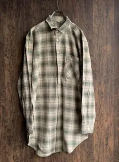 ヨーロッパビンテージ  チェック プルオーバー グランパシャツ/フランス134