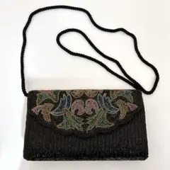 ビーズ刺繍ショルダーバッグ 黒