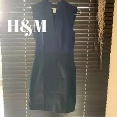 H&M ビジューバイカラーワンピース