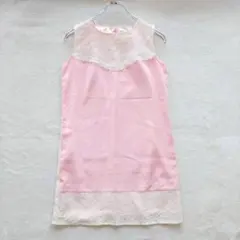 ミシェルマカロン ノースリーブワンピース ピンク M 春 夏 レース　フェミニンのサムネイル