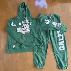 GALFY グリーン フード付きスウェットセット L