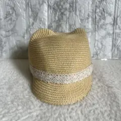 ZARA 猫耳　ベージュ　麦わら帽子　56のサムネイル