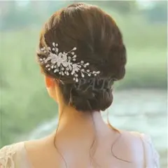 フラワー ビジュー ヘアピン ヘッドドレス★ブライダル 結婚式 ヘアアクセサリー
