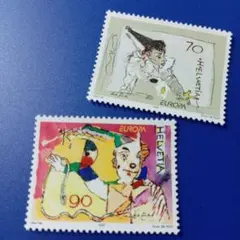 7259 外国切手 スイス EUROPA ピエロ 2002年サーカス2種