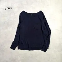 J.CREW リネン麻100% サマーニット　長袖トップス　ネイビー　Mのサムネイル