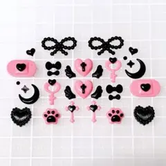 まとめ売り　ネイルパーツ　デコパーツ　地雷系　推し活　黒＆ピンク　ゴシック
