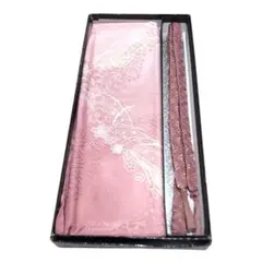 ピンク紫の花柄帯揚げと帯締めセット　きもの　帯　和服　和装　おしゃれ