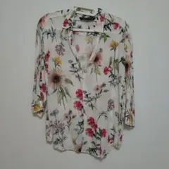 ZARA WOMAN フラワープリント 長袖シャツ M