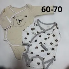 バースデイ　中綿入りベビー肌着　ロンパース　60-70
