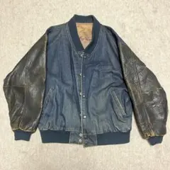 Gジャン　デニムジャケット　袖 羊皮　ミラノコレクション　全体的に状態が悪い