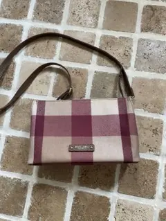 ブルーレーベルクレストブリッジチェックPVC素材のショルダーバッグ