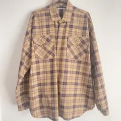 ブラウンチェック　オーバーサイズシャツ　ジャケット　アウター　メンズ　レディース