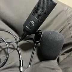 FIFINE USBコンデンサーマイク　ライブ配信　レコーディング　三脚　黒