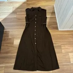 ZARA ノースリーブ ロングシャツワンピース ブラウン