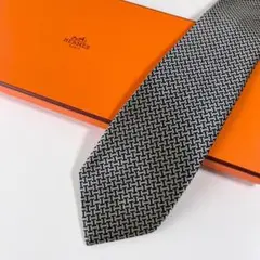 未使用級 HERMES エルメス ネクタイ シルク H織りタイ ファソネH H柄
