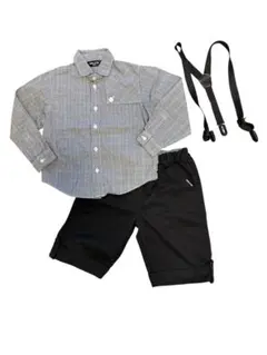 【110㎝】コムサシャツ、ボトム、サスペンダー3点セット