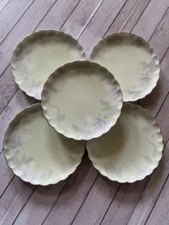 花模様の波型皿 5枚セット