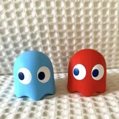 パックマン　ゴースト　ラバーフィギュア　赤　水色　2個セット