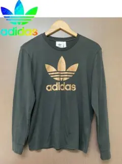 adidas アディダスオリジナルス ブラック長tシャツ M ビッグトレフォロゴ