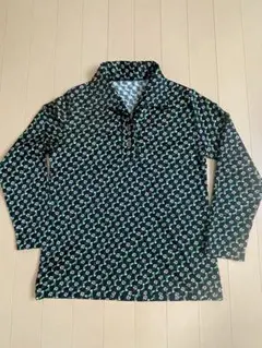レトロ　昭和古着　柄シャツ　ポリシャツ総柄　USED レディース　Ｌ