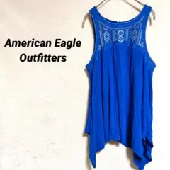 6376K ​アメリカンイーグル 刺繍タンクトップMブルー チュニック リゾートのサムネイル