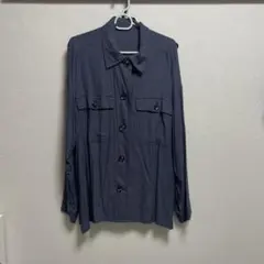 GU ダークブルー ボタンアップシャツ 長袖