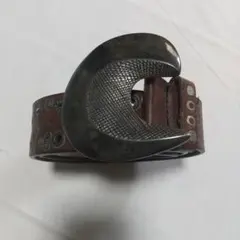 【値下げしました！】ムーンバックル スタッズ付き茶色レザーベルト