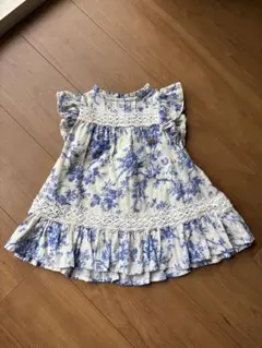 LAURA ASHLEY ベビーワンピース 花柄 ブルー　6-9ヶ月