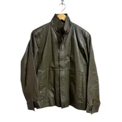 vintage 本革　オリーブグリーン レザー シングルライダースジャケット