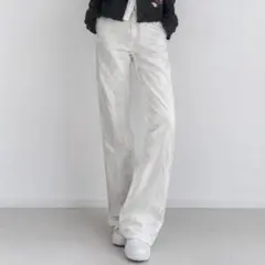 GU ジーユー ストレート デニム パンツ ジーンズ ホワイト 白
