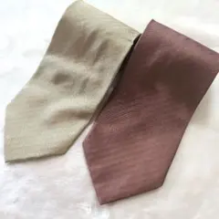 4o2　ヘリンボーンネクタイ 2本セット　シルク　ブラウン　ゴールド