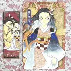 鬼滅の刃　竈門禰豆子　絵札缶バッジ　ステンドグラスカード