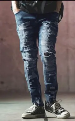 Lサイズ　GLIMCLAP(グリムクラップ)Distressed デニムパンツ
