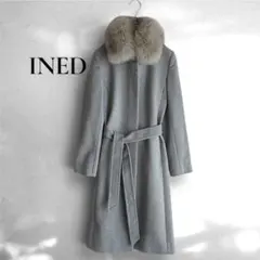 美品 INED イネド アンゴラ ロングコート ラビットファー ベルト 黒 M 