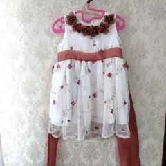 美品　ブルーフォックス　ホワイト 花柄刺繍 ドレス 80cm