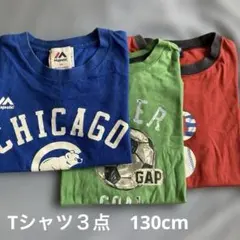 GapKids 緑色サッカーT、青色シカゴTとOSHKOSH赤色Tシャツセットのサムネイル