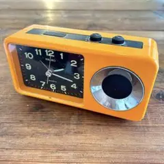 【動作確認済】SEIKO アナログ置時計 オレンジ レトロ　アラーム音付き