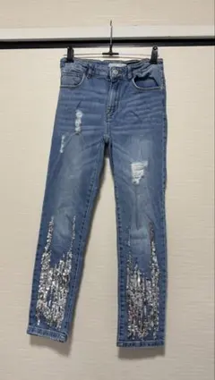ZARA Girls ザラキッズ スパンコール デニムパンツ ジーンズ 150