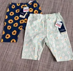 西松屋 花柄 5分丈レギンス2枚セット 80cm 夏用保育園着