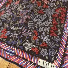 LANVIN ★シルク　大判スカーフ　花•植物柄【フランス製】ヴィンテージ