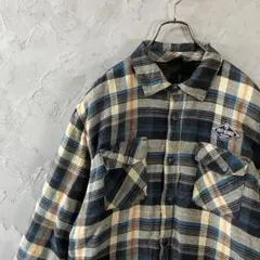 BURNSIDE ネルシャツ　長袖シャツ　中綿　チェック柄　刺繍　古着　LO16