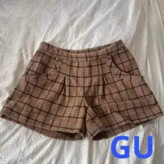 GU ショートパンツ　ブラウン　チェック柄　XS