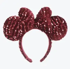 ボルドー 、レッドミッキー型 スパンコールカチューシャ
