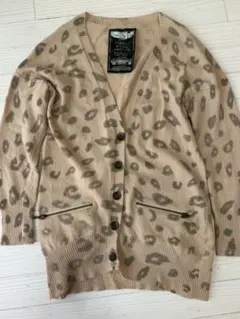 レオパード柄カーディガン Mサイズ　ウール　アンゴラニット