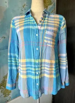 OLD NAVY 青系チェック柄長袖シャツ