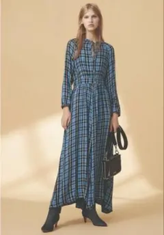 極美品 近年モデル マックスマーラ 44 マキシチェックワンピース 大きいサイズ